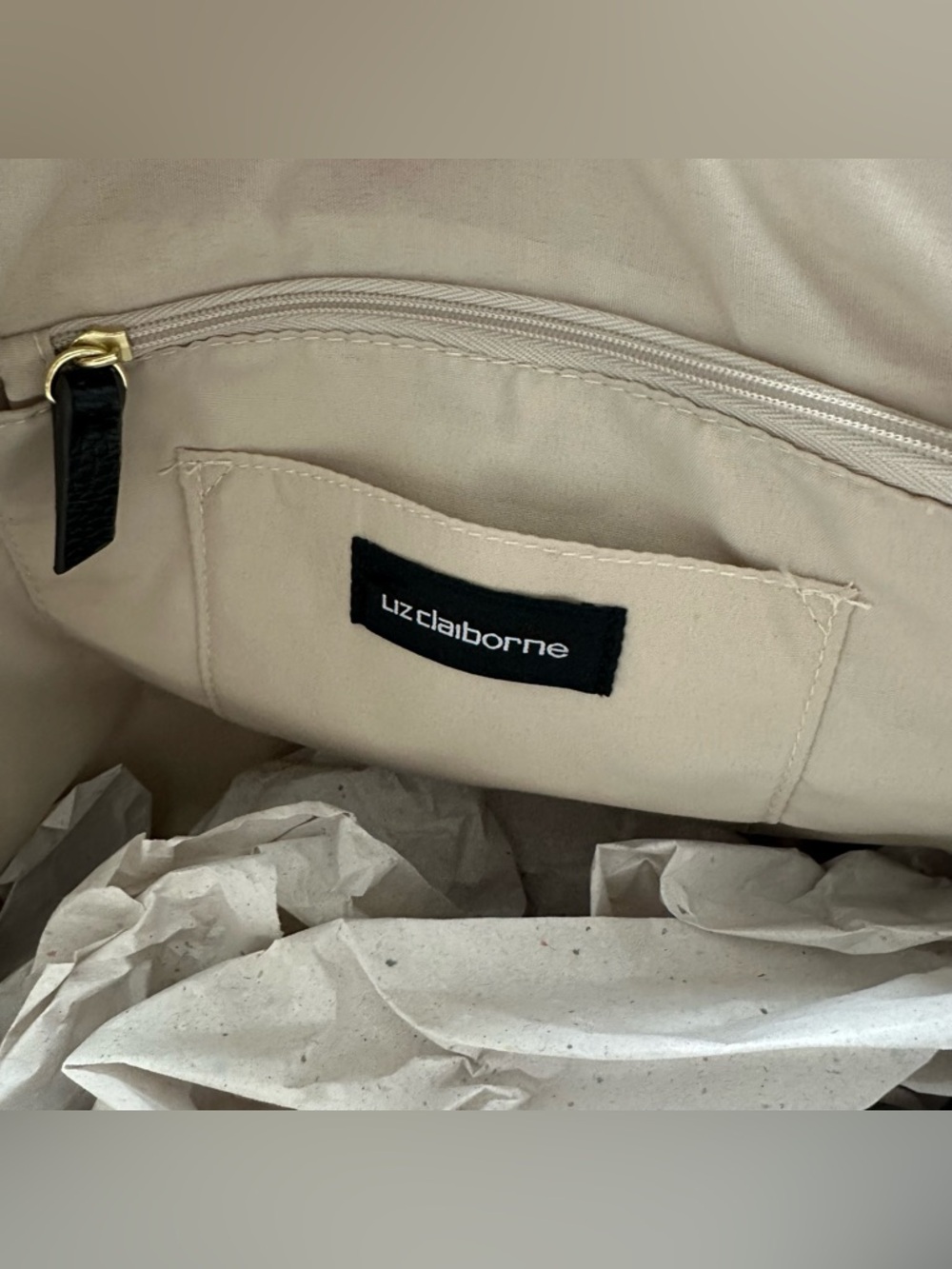 Liz Claiborne | Cream & Black Tote Bag | NWT - Picture 4 of 8